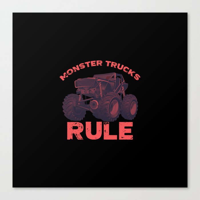 Awesome Monster Trucks Rule Funny Trucks Gift Canvas Print