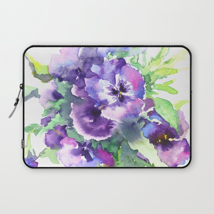 Pansy, flowers, violet flowers, gift for woman design floral vintage style Laptop Sleeve