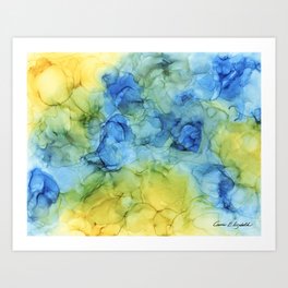 Blue and Yellow Abstract Art Print