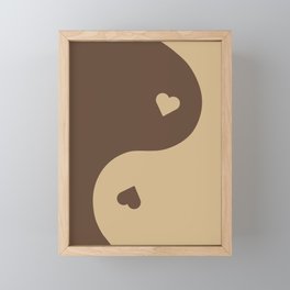 Latte Yin Yang Heart Framed Mini Art Print