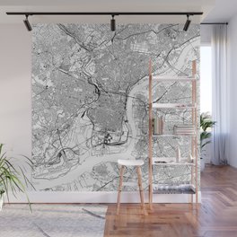 Philadelphia White Map Wall Mural