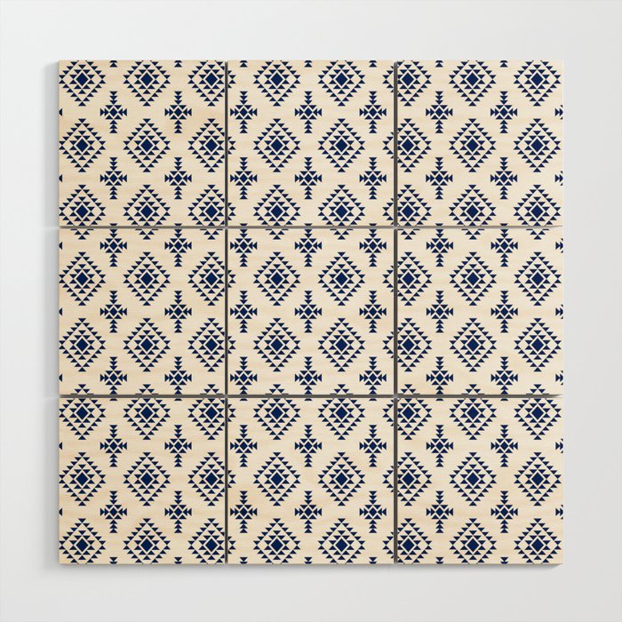 Blue Native American Tribal Pattern Wood Wall Art