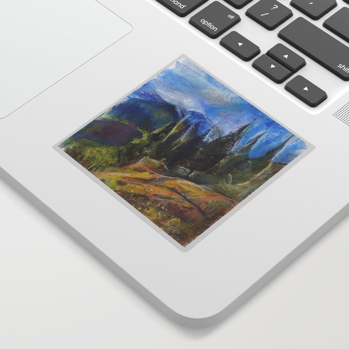 Pastel drawing of an Alpine Pine Forest Sticker