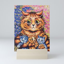A Cat with her Kittens by Louis Wain Mini Art Print