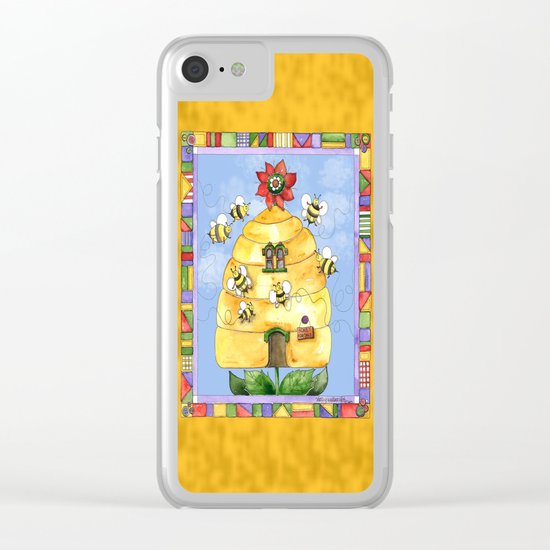 Busy Bees with Border Clear iPhone Case