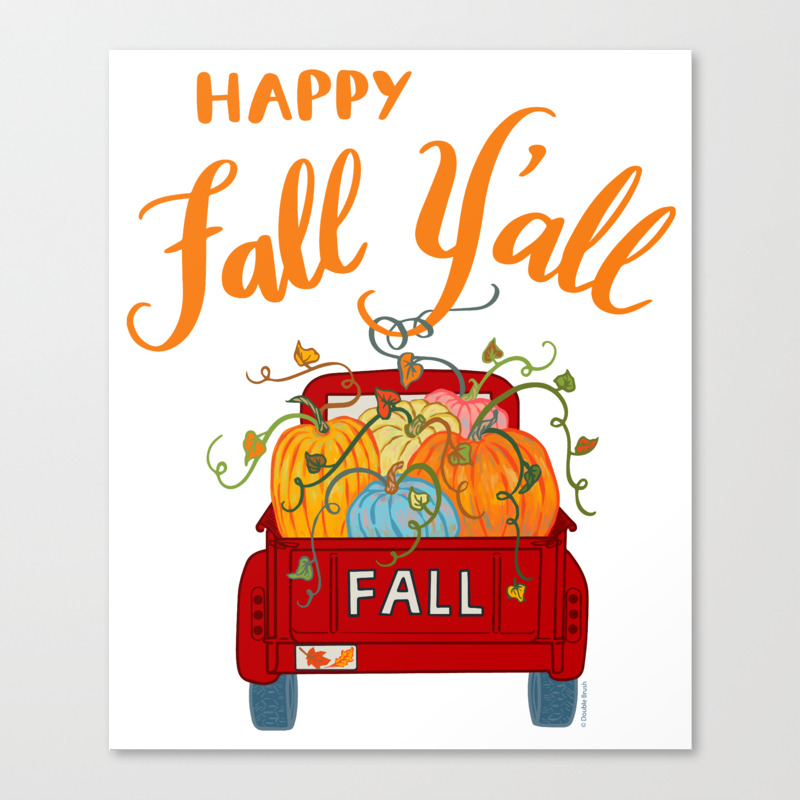 Happy Fall Y All Vintage Pumpkin Truck Hand Lettered Hand Drawn