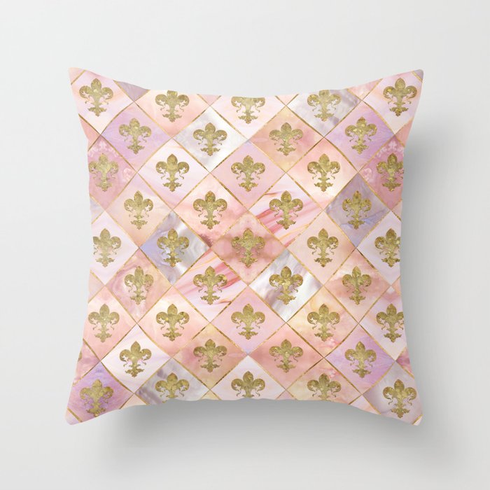 Fleur-de-lis pattern Pastel Quartz Throw Pillow