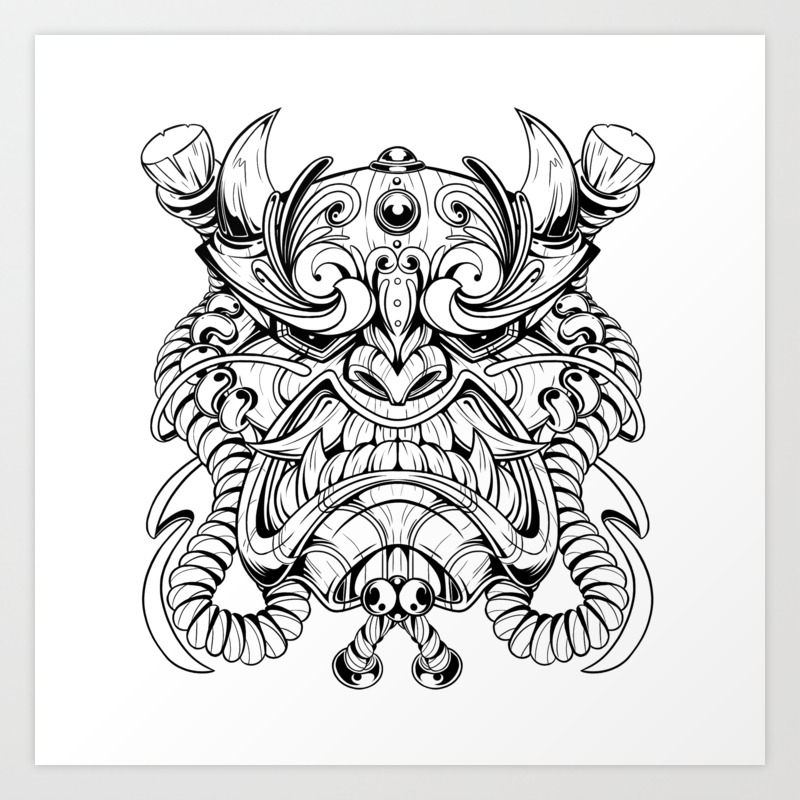 Get Wallpaper Oni Mask Art Print By Sounavi Society6 Free