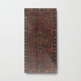 Boho Chic Dark I // 17th Century Colorful Medallion Red Blue Green Brown Ornate Accent Rug Pattern Metal Print | Farmhouse, Bedroom, Bohochic, Coolpatterns, Frenchcountry, Geometricpattern, Vintageaesthetic, Folk, Couch, Hygge 