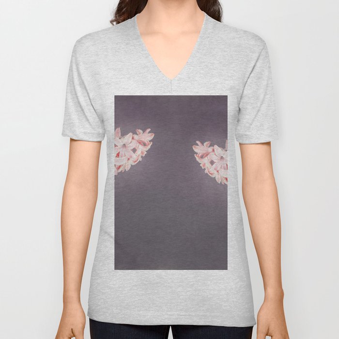 Pink Hyacinths V Neck T Shirt
