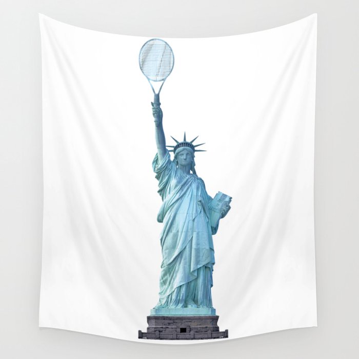 Statue of Liberty with Tennis Racquet Wall Tapestry