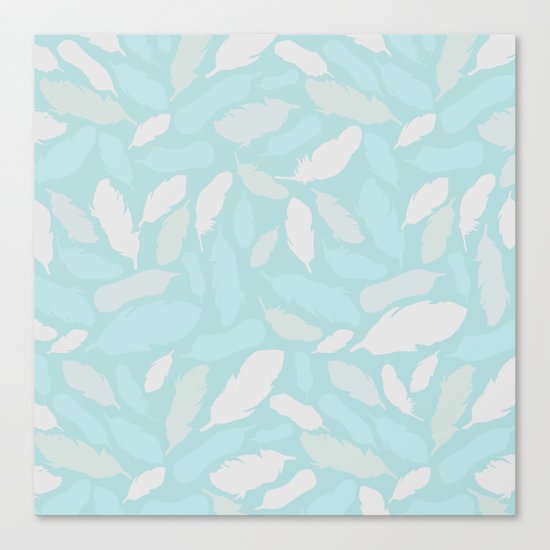 Feather Pattern Mint Canvas Print