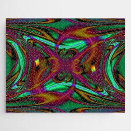 Trippy Green, Purple and Brown Fractal Swirls  Jigsaw Puzzle