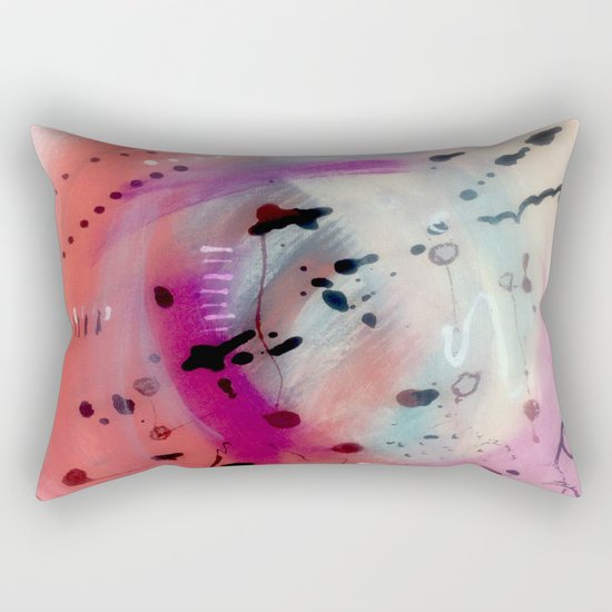 Alex - a bright acrylic and ink abstract pattern in pinks, blues, and purple Rectangular Pillow