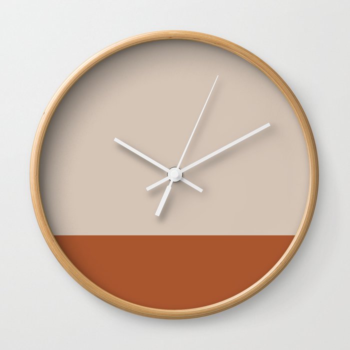 Minimalist Solid Color Block 1 in Putty and Clay Wall Clock