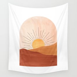 Abstract terracotta landscape, sun and desert, sunrise #1 Wall Tapestry