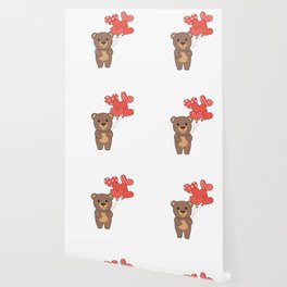 Bear Cute Animals With Hearts Balloons To Wallpaper