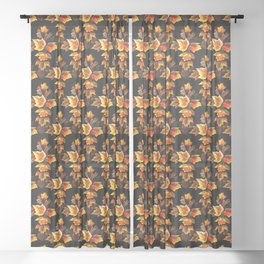 Christian Cross of Autumnal Leaves Repeat Pattern Sheer Curtain