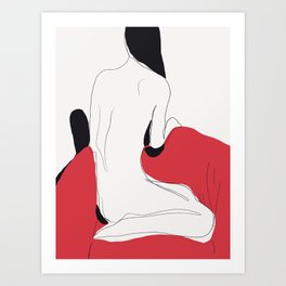 Muse in red sofa Art Print