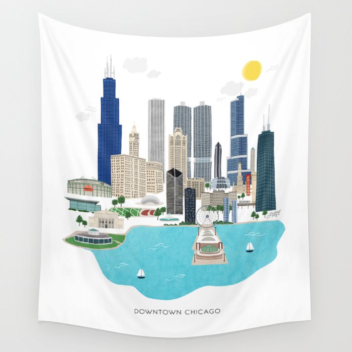 Chicago Illustration Wall Tapestry