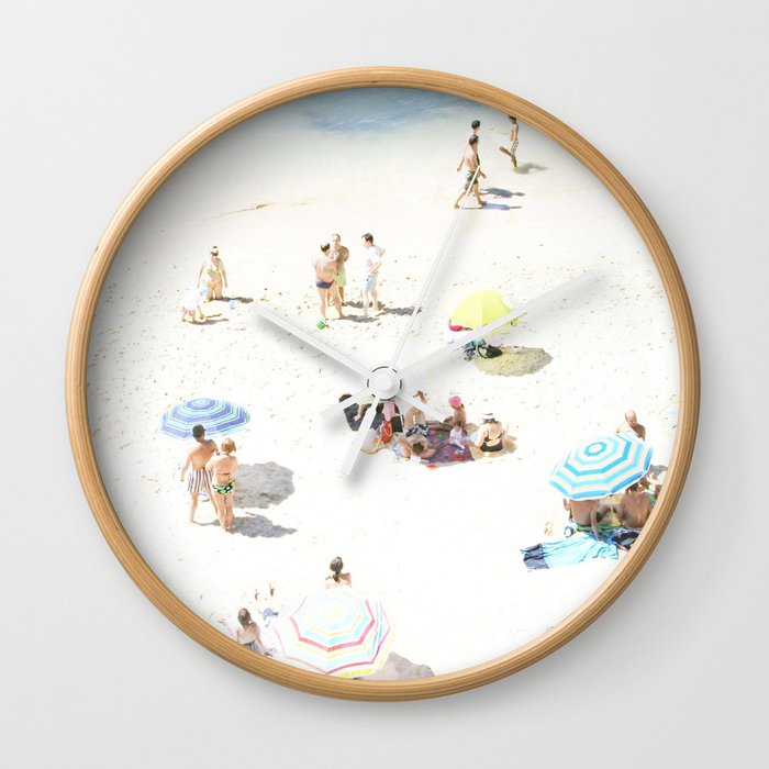 Beach XXI - Aerial crowded beach photography by Ingrid Beddoes Wall Clock