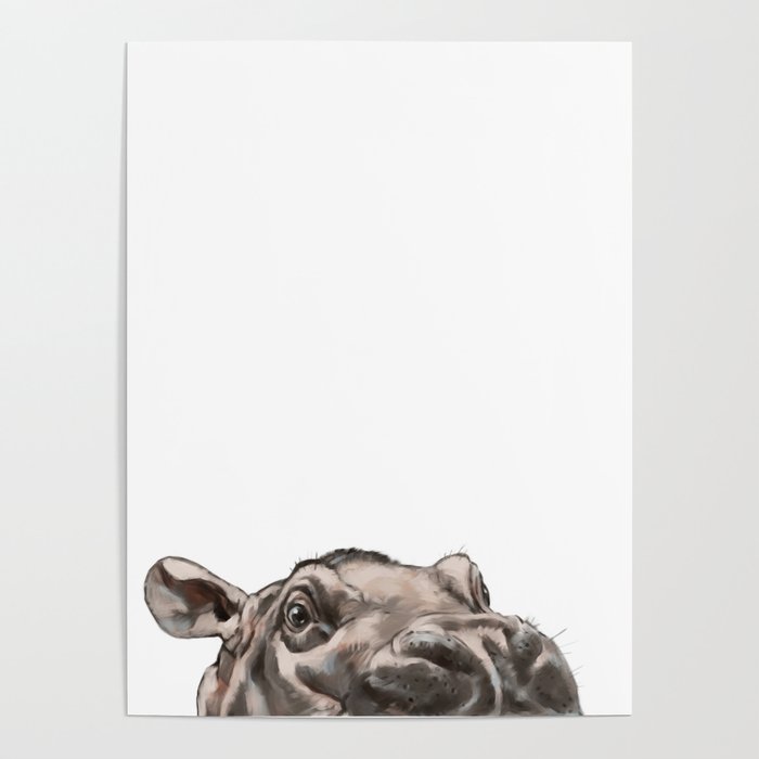 Peeking Baby Hippo Poster