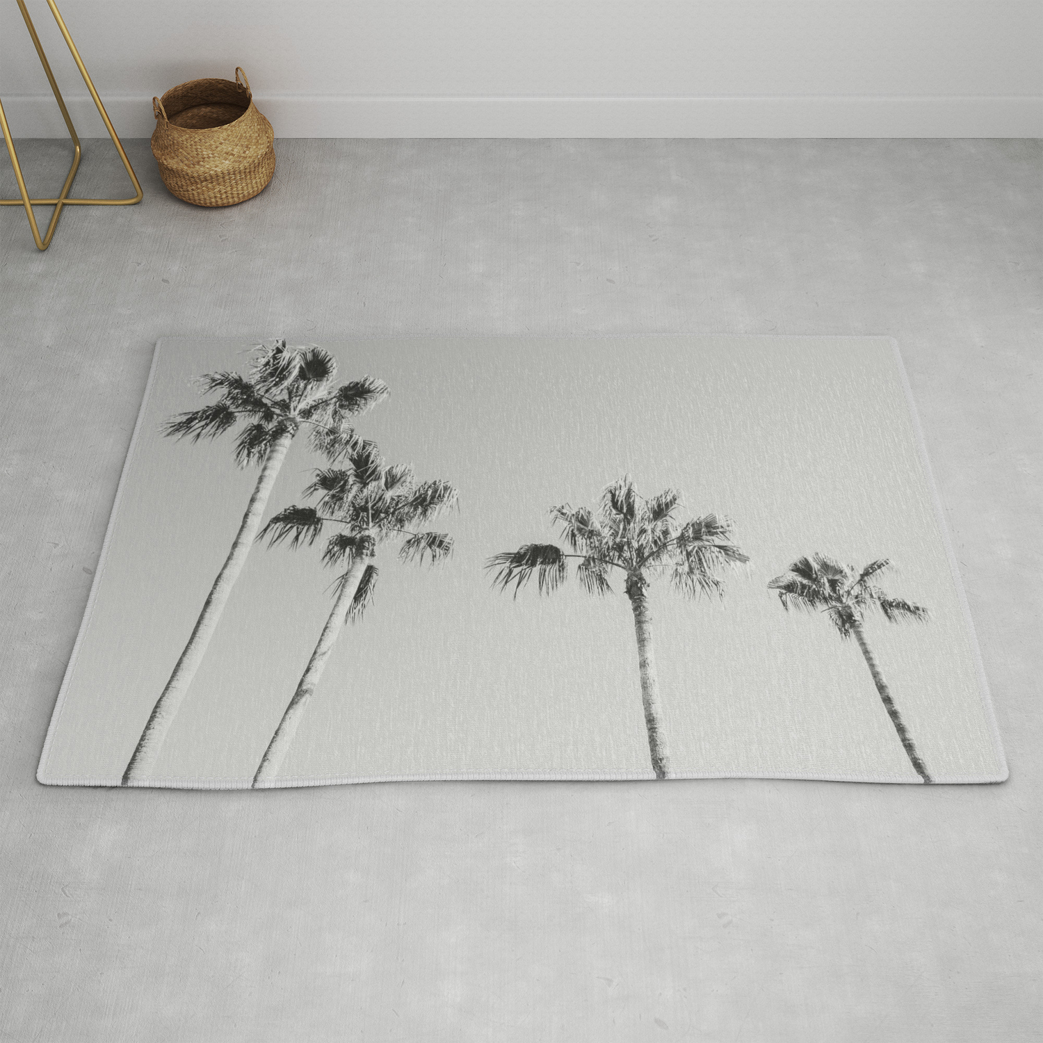 Black Palms Monotone Gray Beach Photography Vintage Palm Tree