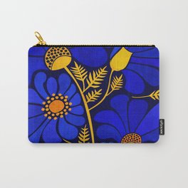 Wildflower Garden Carry-All Pouch | Colorful, Bold, Bright, Illustration, Floral, Happy, Cobalt, Painting, Modern, Indigo 
