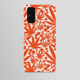 Modern Botanical Cannabis And Flowers Bold Red Android Case