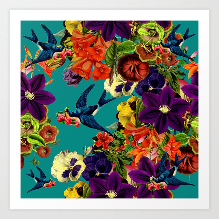Retro Flowers Art Prints, Framed & Recessed | Society6