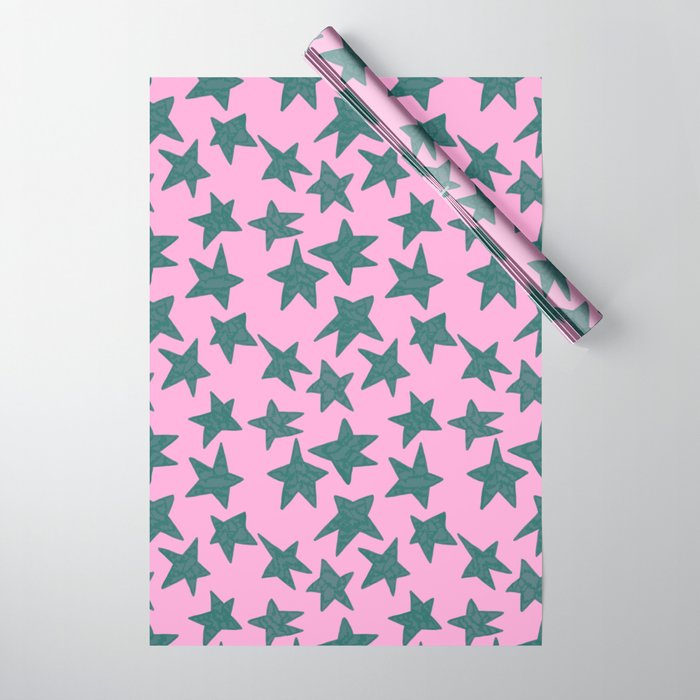 Pink Christmas Stars Wrapping Paper
