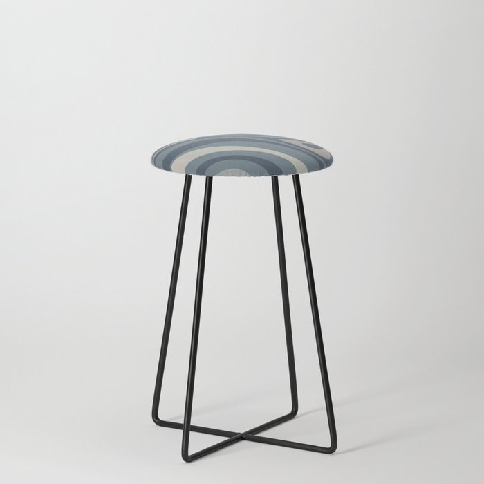 New Groove Retro Swirl Abstract Pattern Neutral Blue Grey Taupe Counter Stool