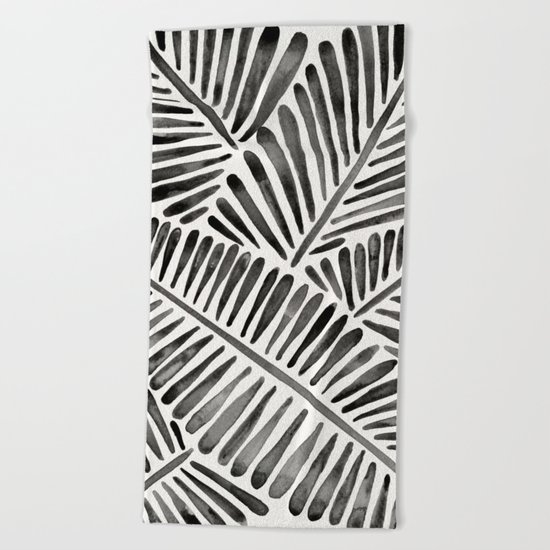 Tropical Banana Leaves – Black Palette Beach Towel