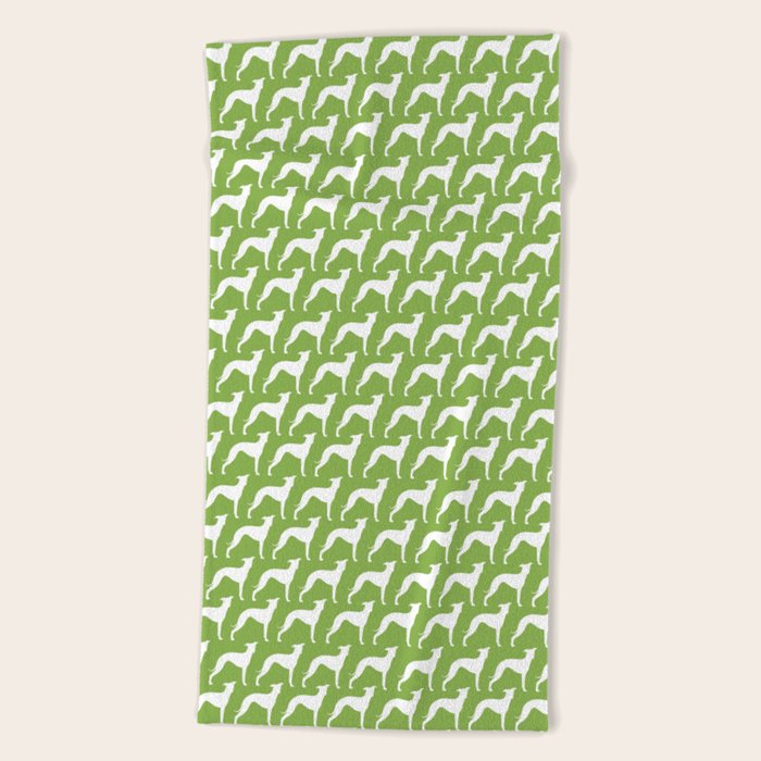 Italian Greyhound Silhouettes Beach Towel By Mylifeisacartoon