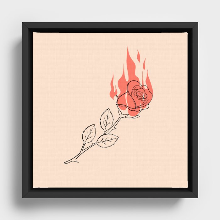 Heart's on fire (red) Framed Canvas