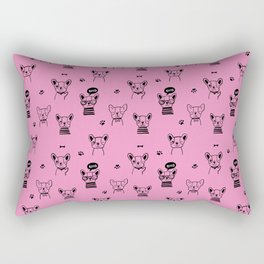 Pink and Black Hand Drawn Dog Puppy Pattern Rectangular Pillow