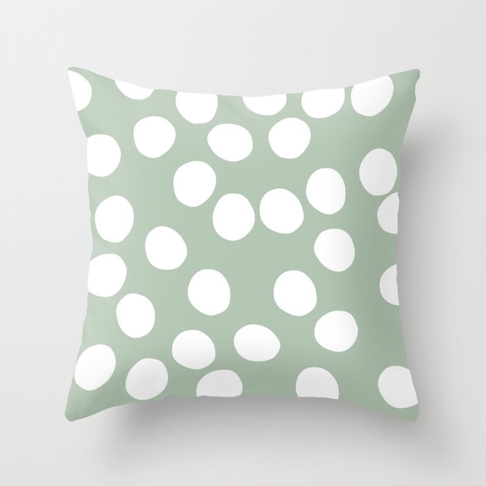 Dot dot dot pattern large spots green Throw Pillow