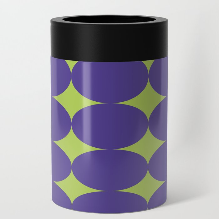 Retro Round Pattern - Purple Green Can Cooler