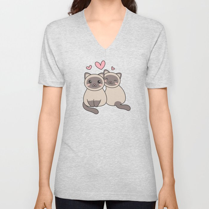 Siamese Cat Kawaii Cats Cute Animals For Kids V Neck T Shirt