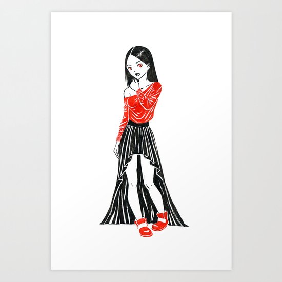 Girl in Dress Art Print