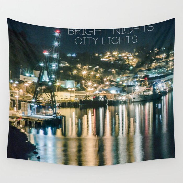 Bright Nights City Lights Wall Tapestry by alby Society6