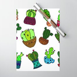 Green cactus set Wrapping Paper