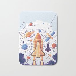Space Rocket with Planets Bath Mat | Outerspace, Nurseryprints, Toddler, Graphicdesign, Shuttle, Nurserywallart, Planets, Educational, Nurserydecor, Classroom 