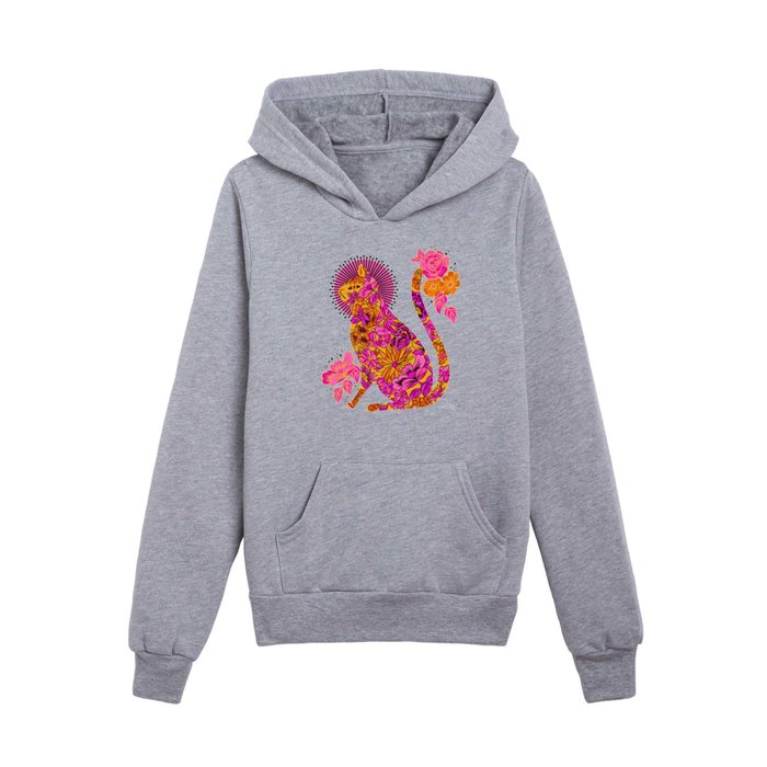Porcelain Cat – Pink & Yellow Kids Pullover Hoodie