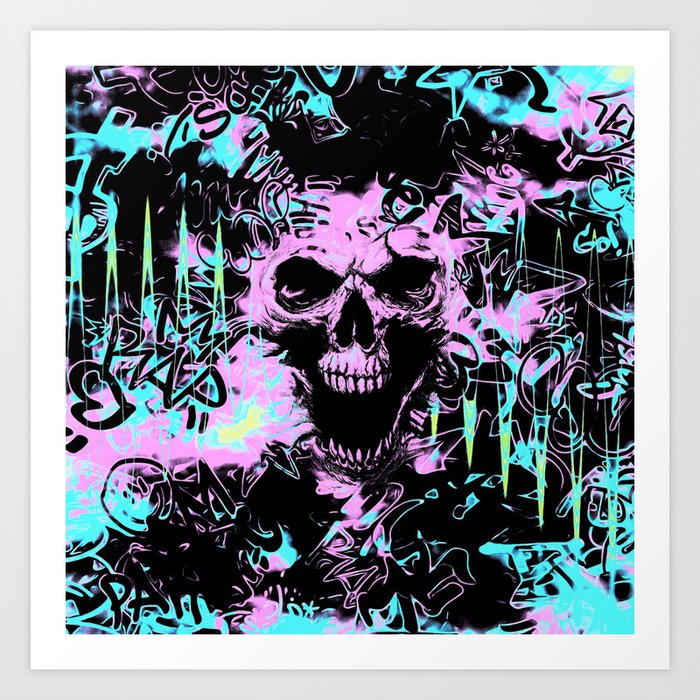 Alternative Skull Graffiti Art Print By Bigtexfunkadelic Society6