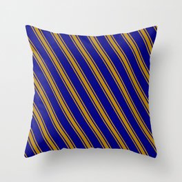[ Thumbnail: Blue & Dark Goldenrod Colored Lines Pattern Throw Pillow ]
