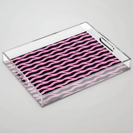 Tiger Wild Animal Print Pattern 333 Black and Pink Acrylic Tray
