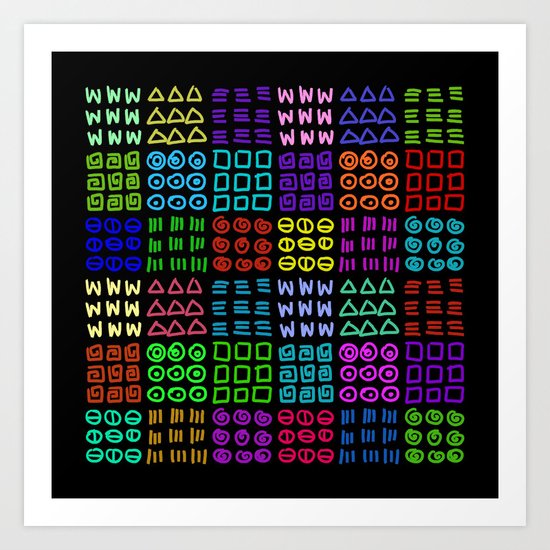 Aztec Wannabe (Black) Art Print