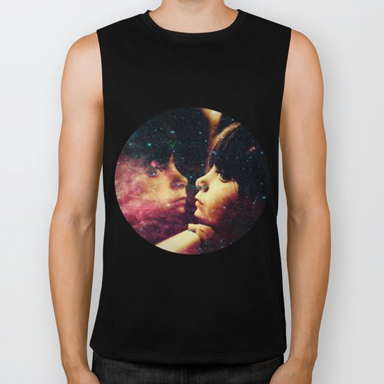 Face in the Space Biker Tank