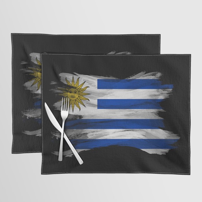 Uruguay flag brush stroke, national flag Placemat